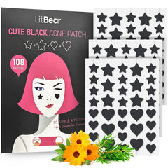 LitBear parche acne estrella negra, protege y absorbe fluidos para un aspecto más limpio.