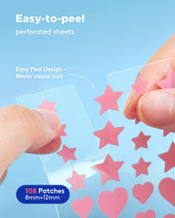LitBear parche acne corazón rosado 12mm, absorbe líquido para mayor comodidad.