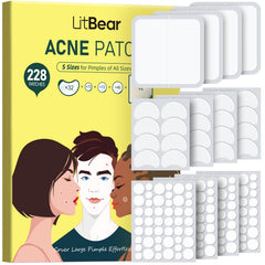 LitBear parches para acné en caja, 228 piezas para brotes variados.