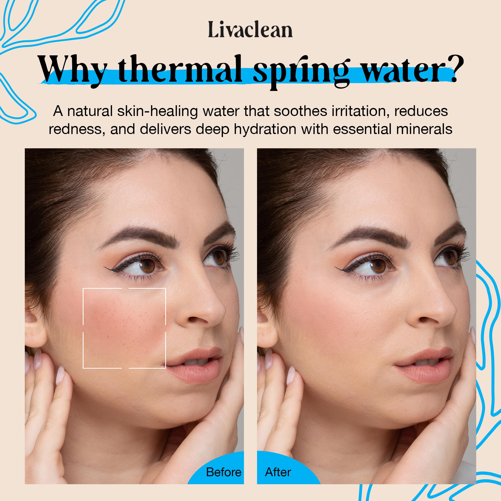 Primer plano de ácido hialurónico y aloe vera en LivaClean.