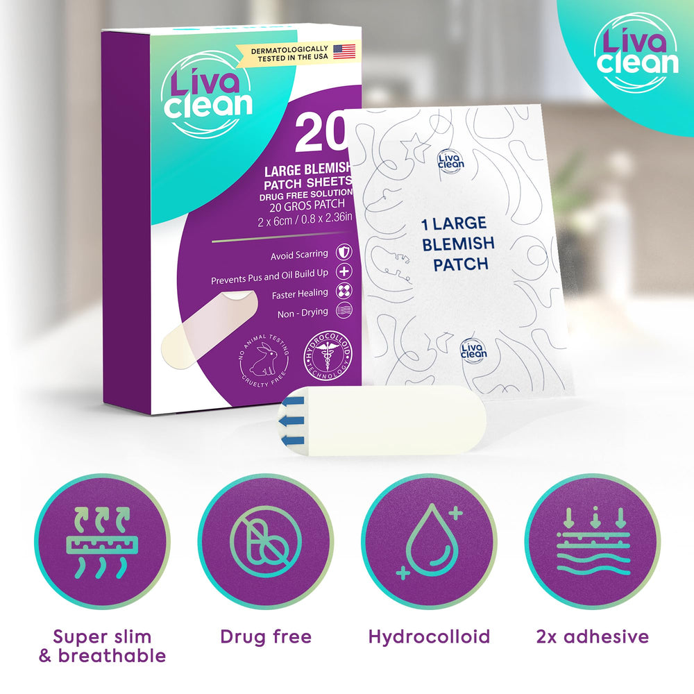 Aplicación facial con parche LivaClean para cubrir y proteger la zona afectada.