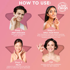 Parche estrella LivaClean blanco de 12 mm para imperfecciones, uso discreto.