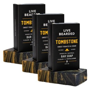 Live Bearded jabón en barra fragancia Tombstone: limpieza profunda y aroma vigorizante.