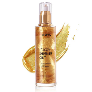 LIYALAN Aceite Brillo Cuerpo Oro 5 Colores con resplandor suave para la piel