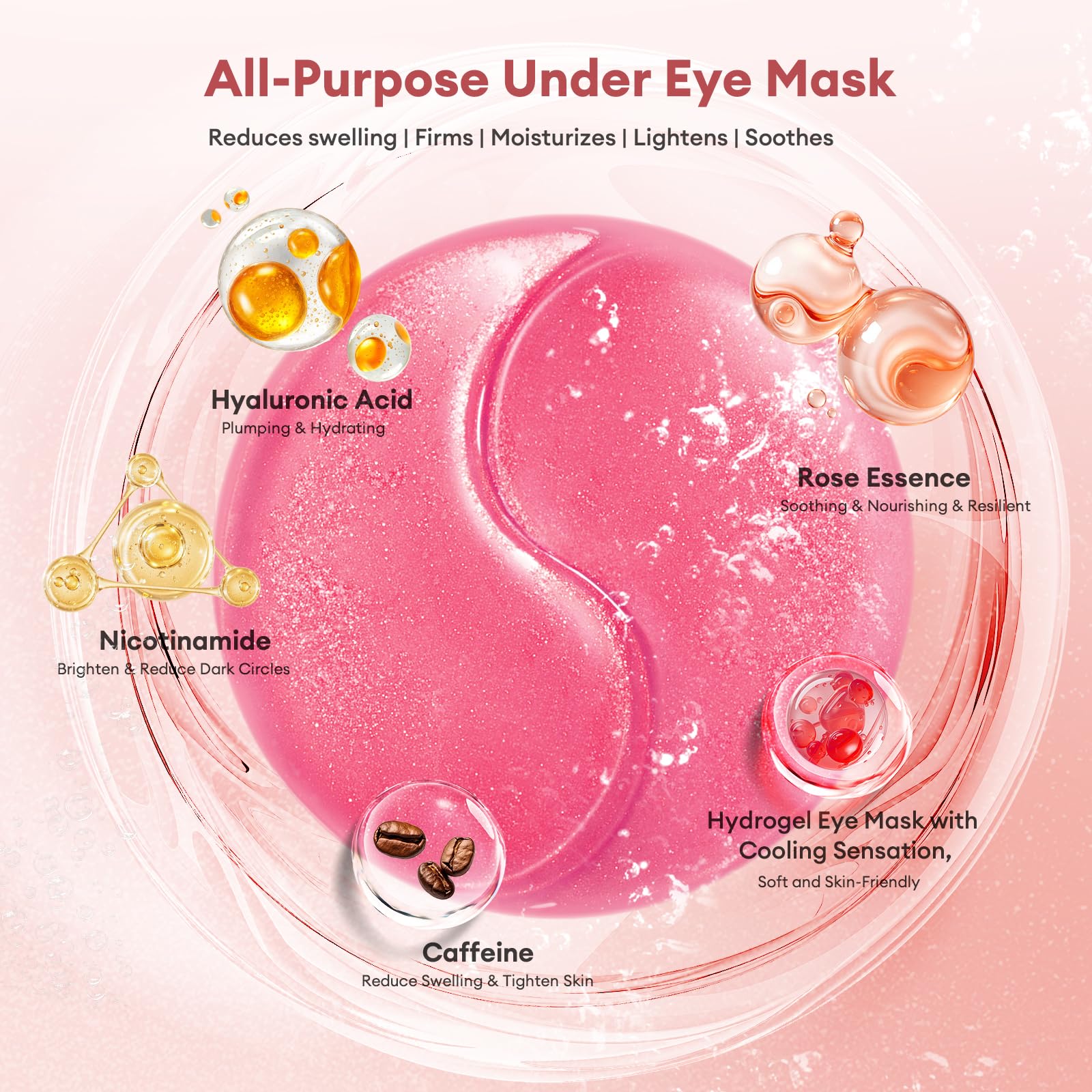 Parche hidrogel LJ KuKu Lady ojos rosados hidrata y cuida la piel.