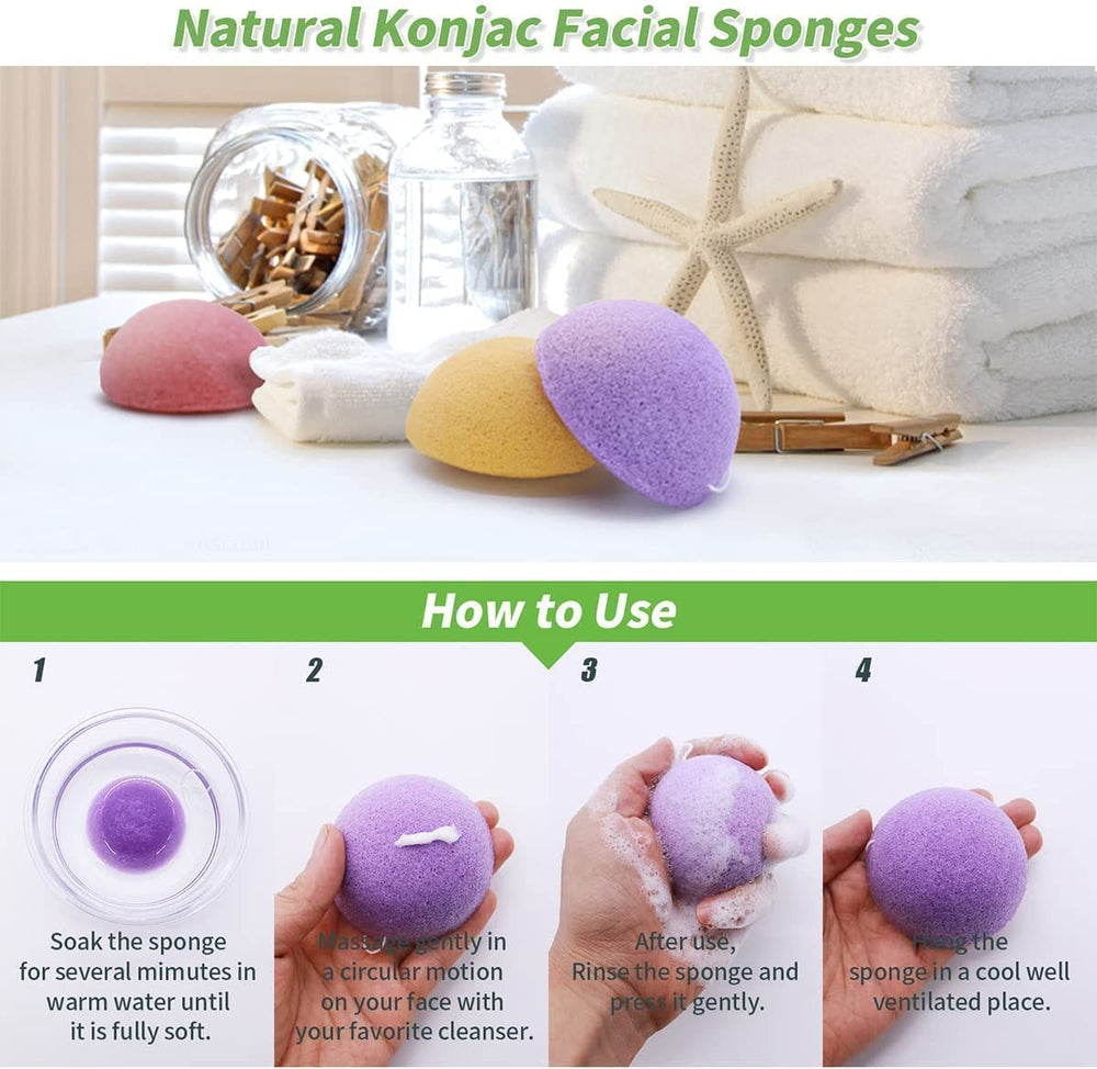 Esponjas Konjac LMSMW con aloe vera hidratación suave.