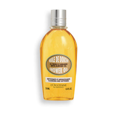 L'Occitane Aceite de Ducha de Almendra, botella visible, suaviza la piel tras la ducha.