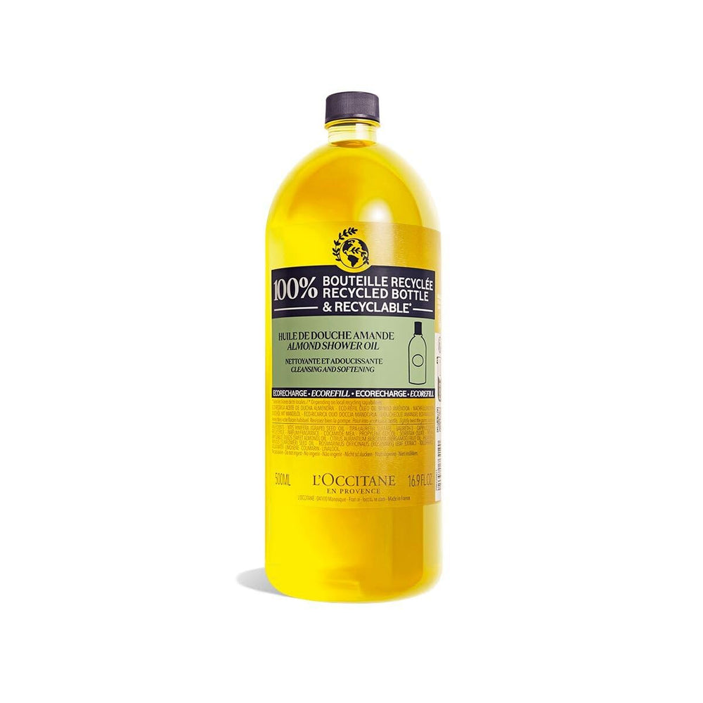L'OCCITANE Aceite de Ducha de Almendra en botella rellena, vertido.