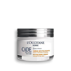 Envase de crema Cade de L'Occitane listo para hidratar y revitalizar la piel.