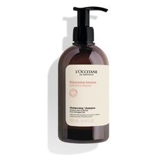 L'Occitane Shampoo Reparación Intensa, botella sin siliconas para cabello más fuerte.