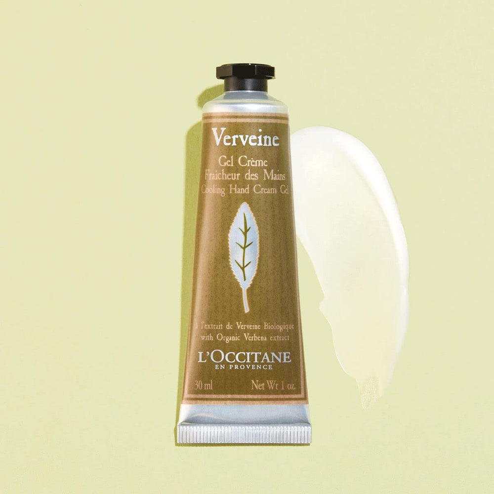 L'Occitane Verbena Gel-Crema para manos, textura refrescante que deja acabado empolvado.