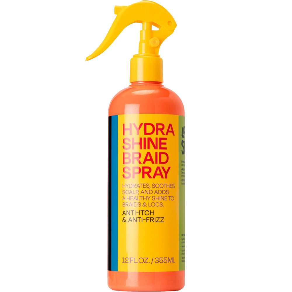 LOCK'N SLEEK Hydra Shine Braid Spray, botella 12 oz para hidratación diaria de trenzas.
