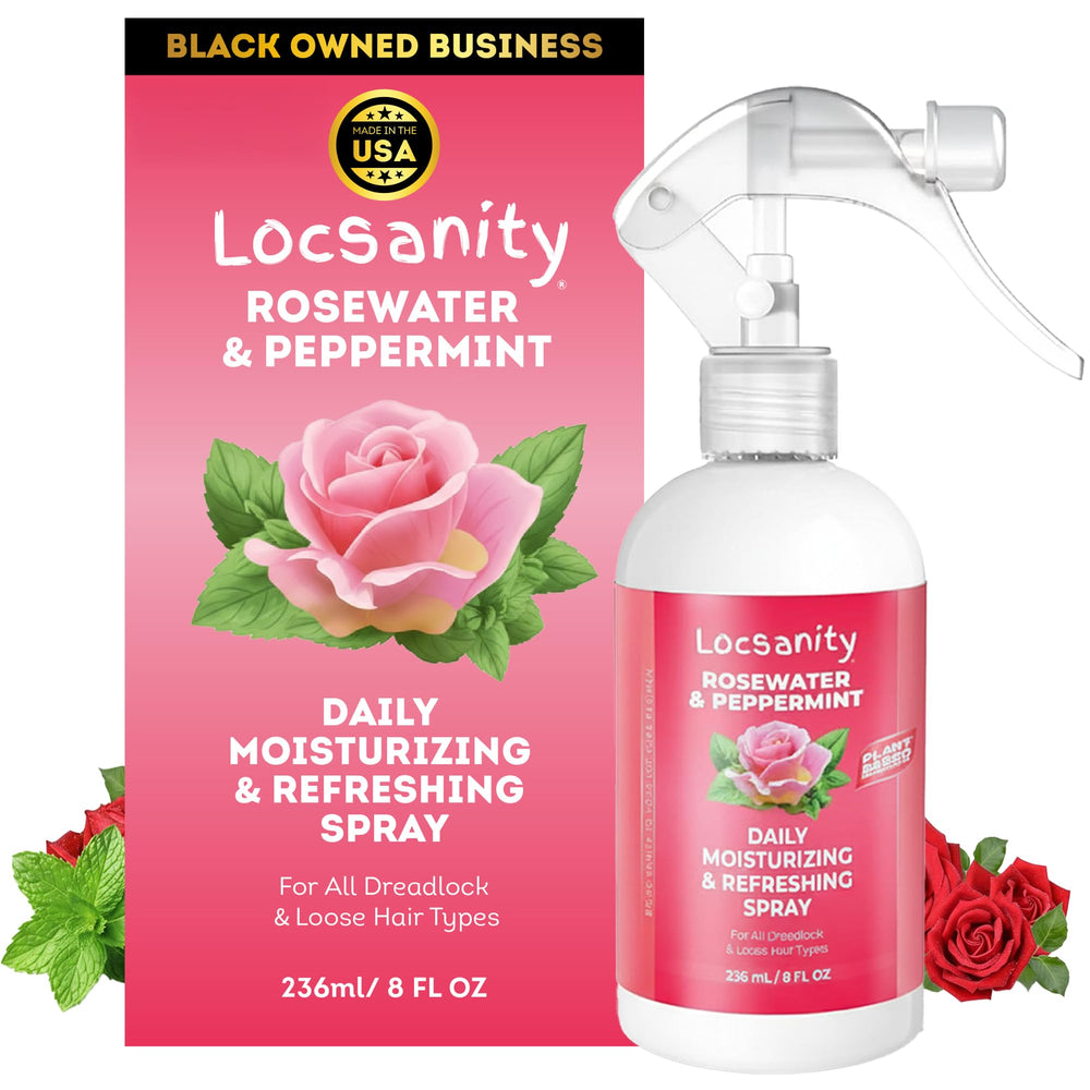 Locsanity agua de rosas menta, botella: hidratación diaria para locs sin acumulación
