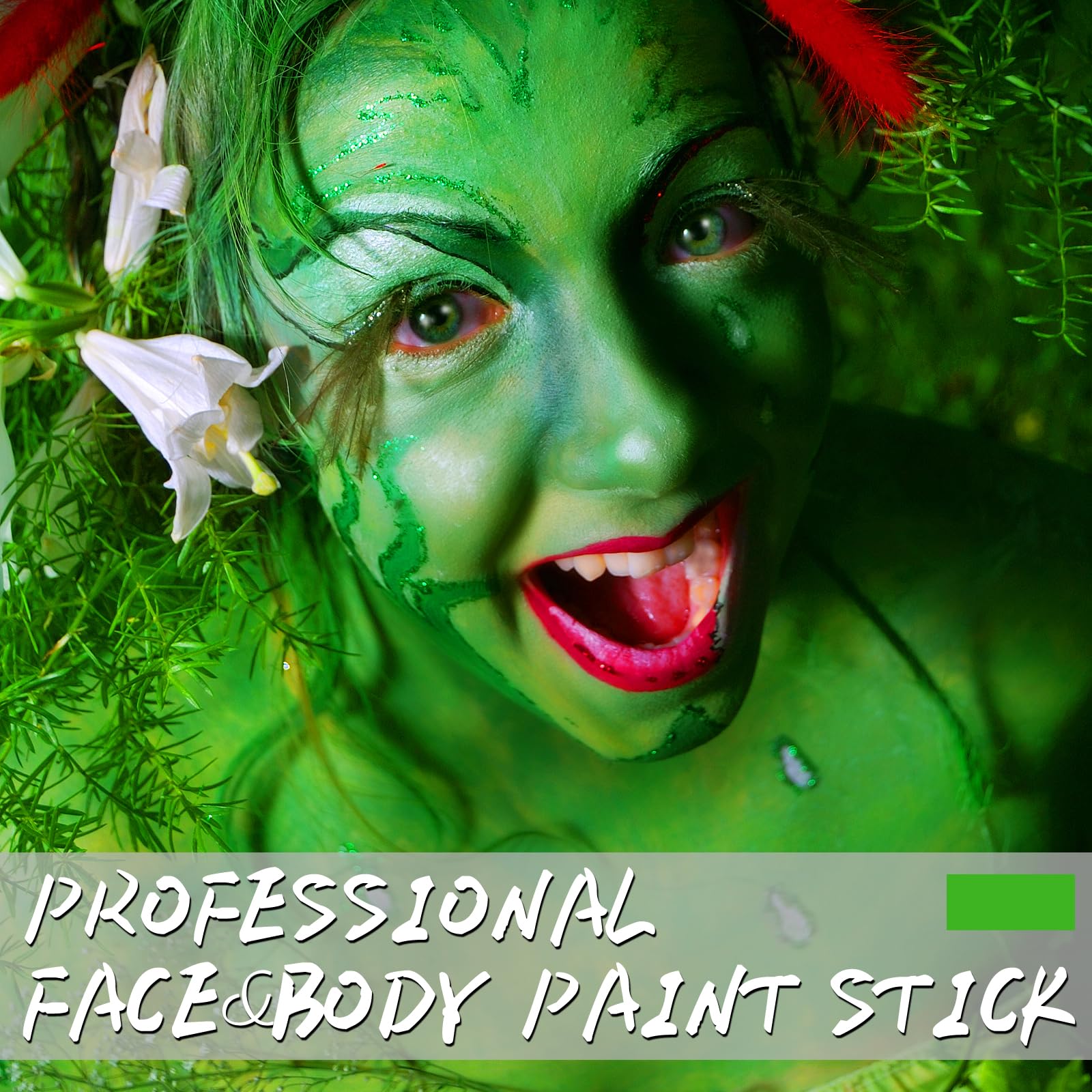 LOKFAR barra de pintura corporal verde claro facilita un look de cuerpo completo.