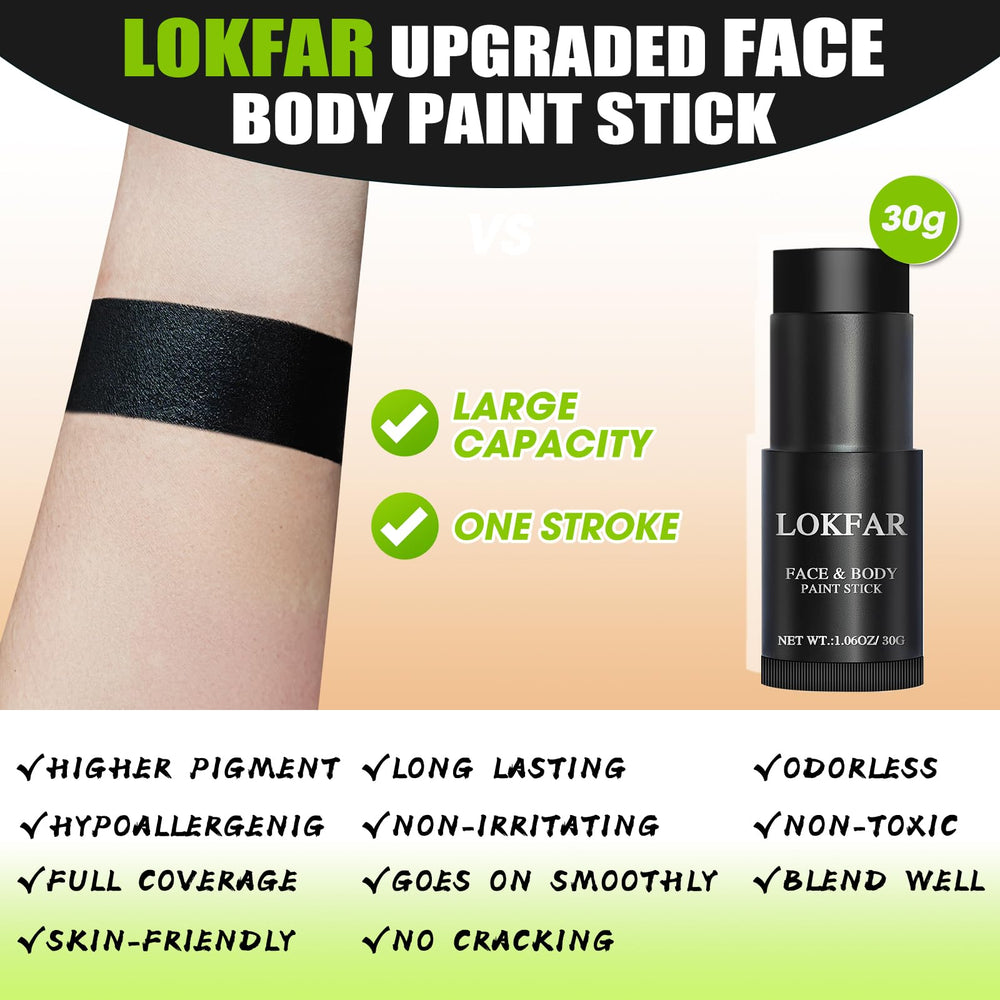 LOKFAR maquillaje facial verde claro sirve como base versátil para looks temáticos.