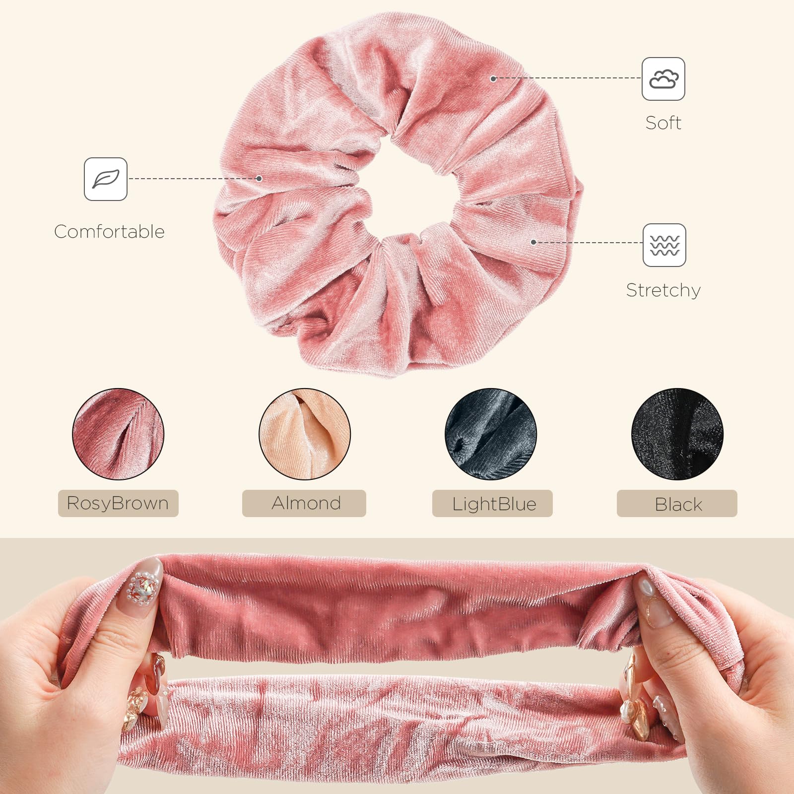 Lolalet lazo de terciopelo para cabello grueso y rizado, sujeción estable.