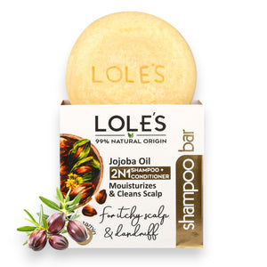 LOLE'S Barra champú de jojoba para cuero cabelludo, alivio suave.