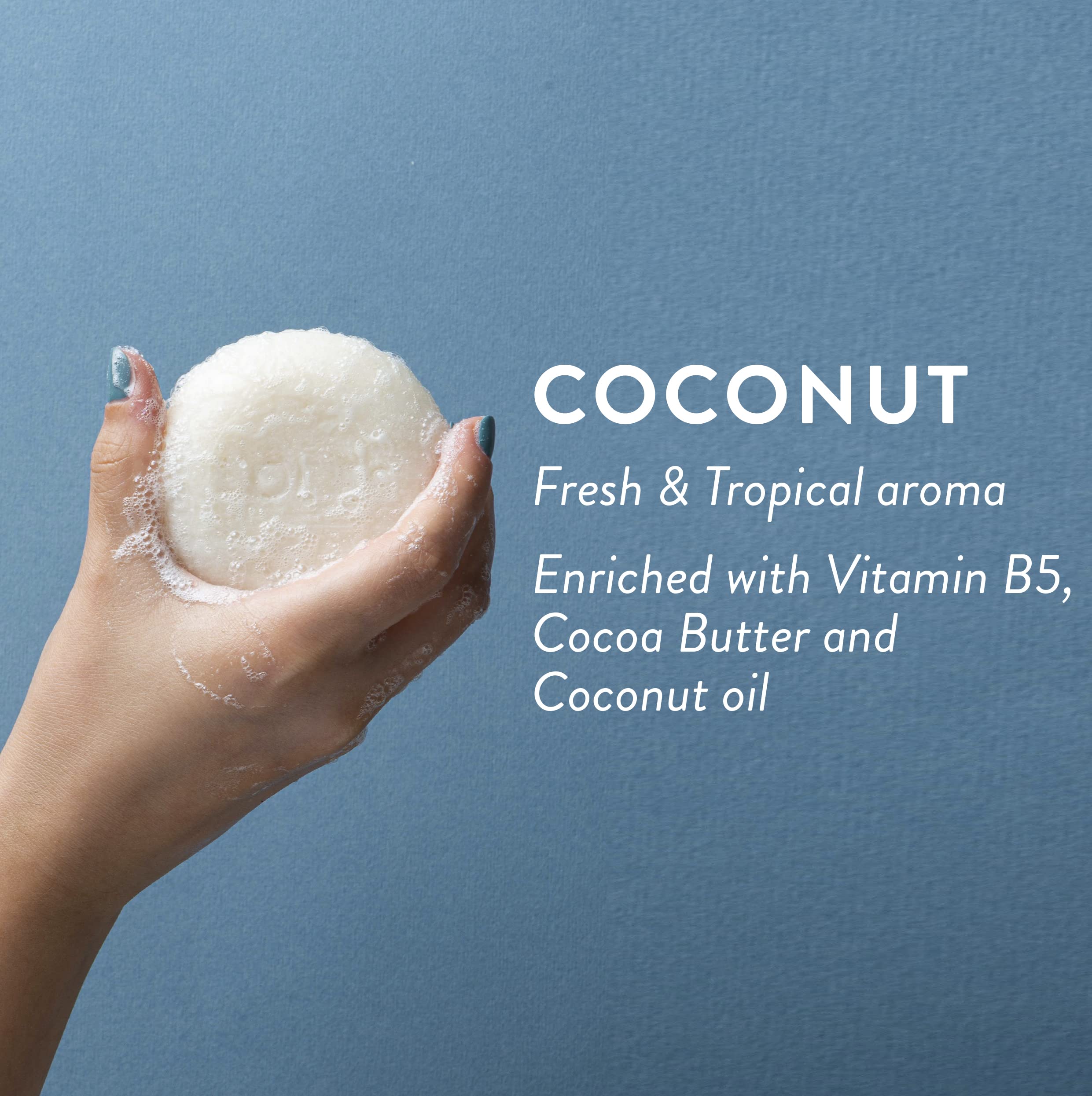 LOLE'S Champú Barra 2 en 1 con Coco para limpieza y acondicionamiento.