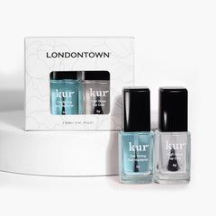 Capa superior brillante LONDONTOWN en botella, brillo duradero.
