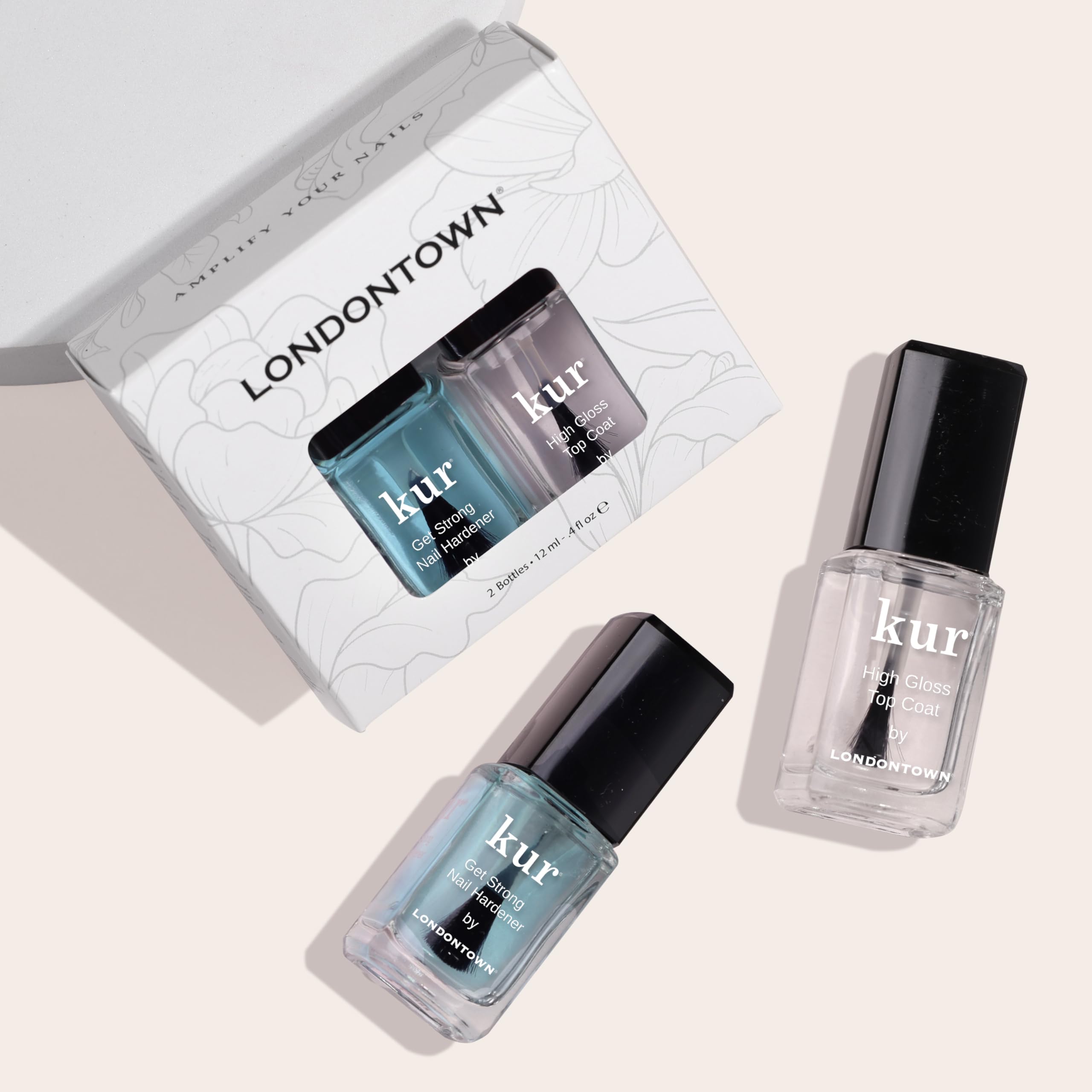 Dúo LONDONTOWN para uñas débiles, protección y acabado profesional.