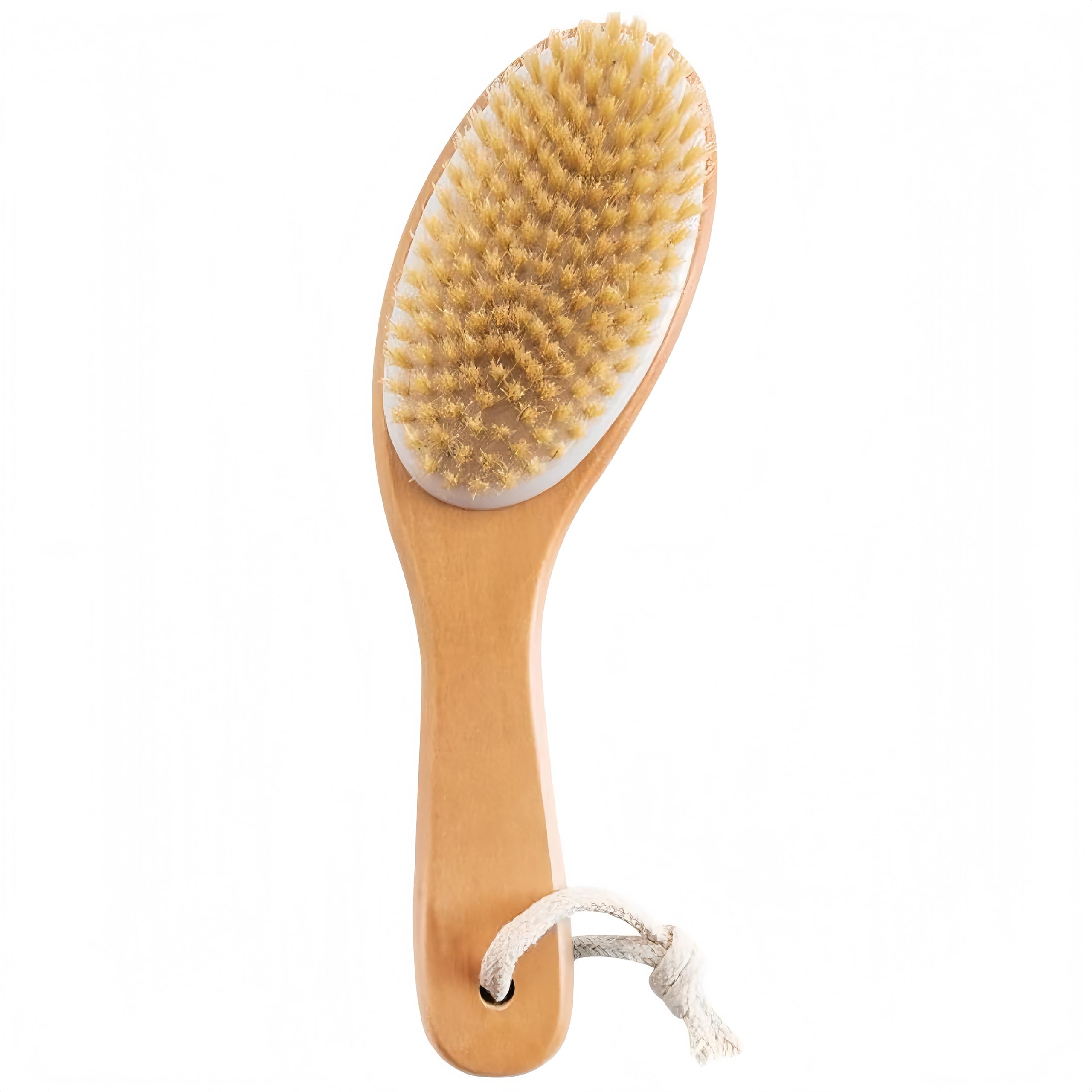 Cepillo LONGCO con mango de madera contorneado para limpieza seca de la piel.