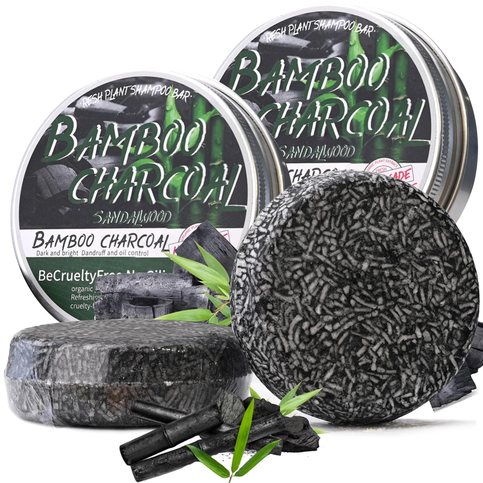 Frente de la barra Loobexery champú-bar carbón de bambú para cabello gris suave