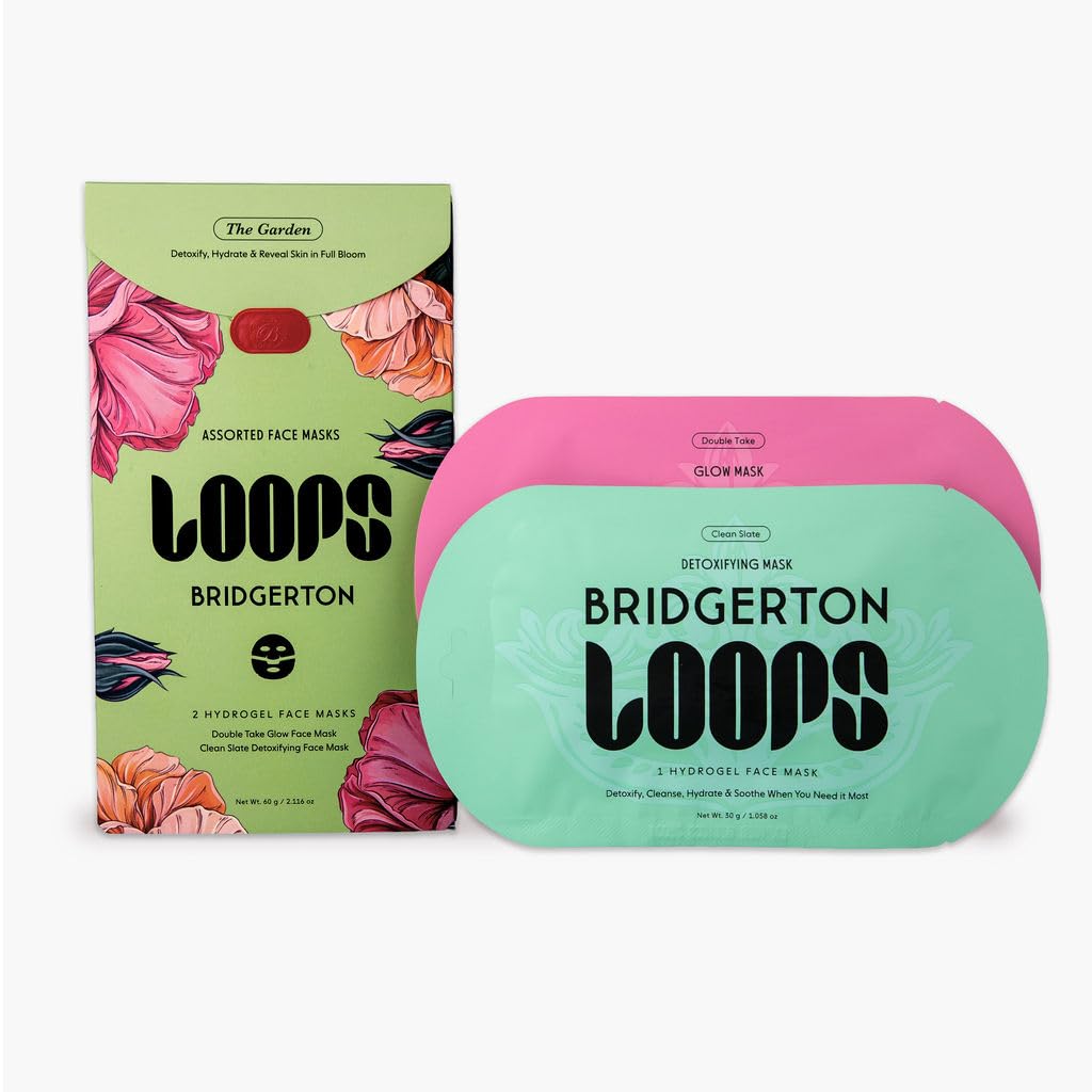 LOOPS Bridgerton en el jardín: empaque frontal para cuidado facial sencillo.