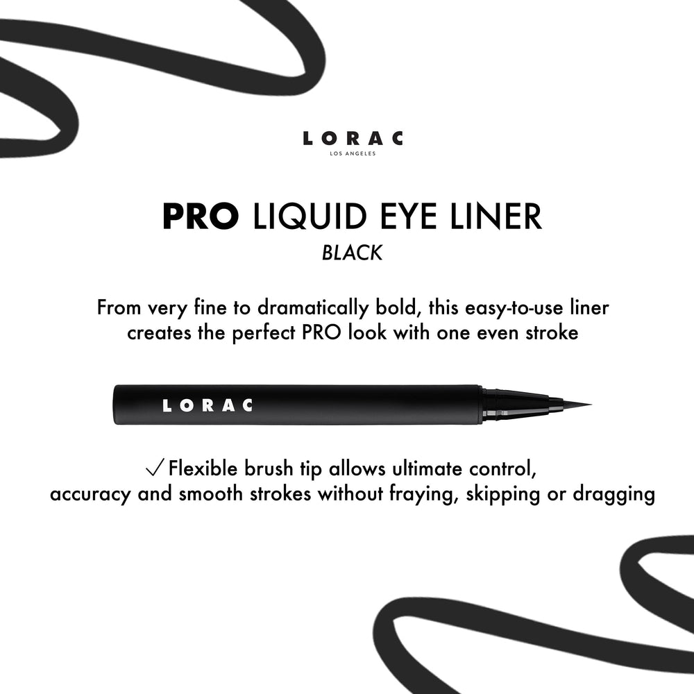 LORAC PRO Liquid Eyeliner resistente al agua para look de larga duración.