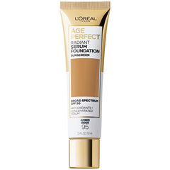 L'Oreal Paris Age Perfect Fundación Iluminadora con SPF50 para tono uniforme en piel madura.