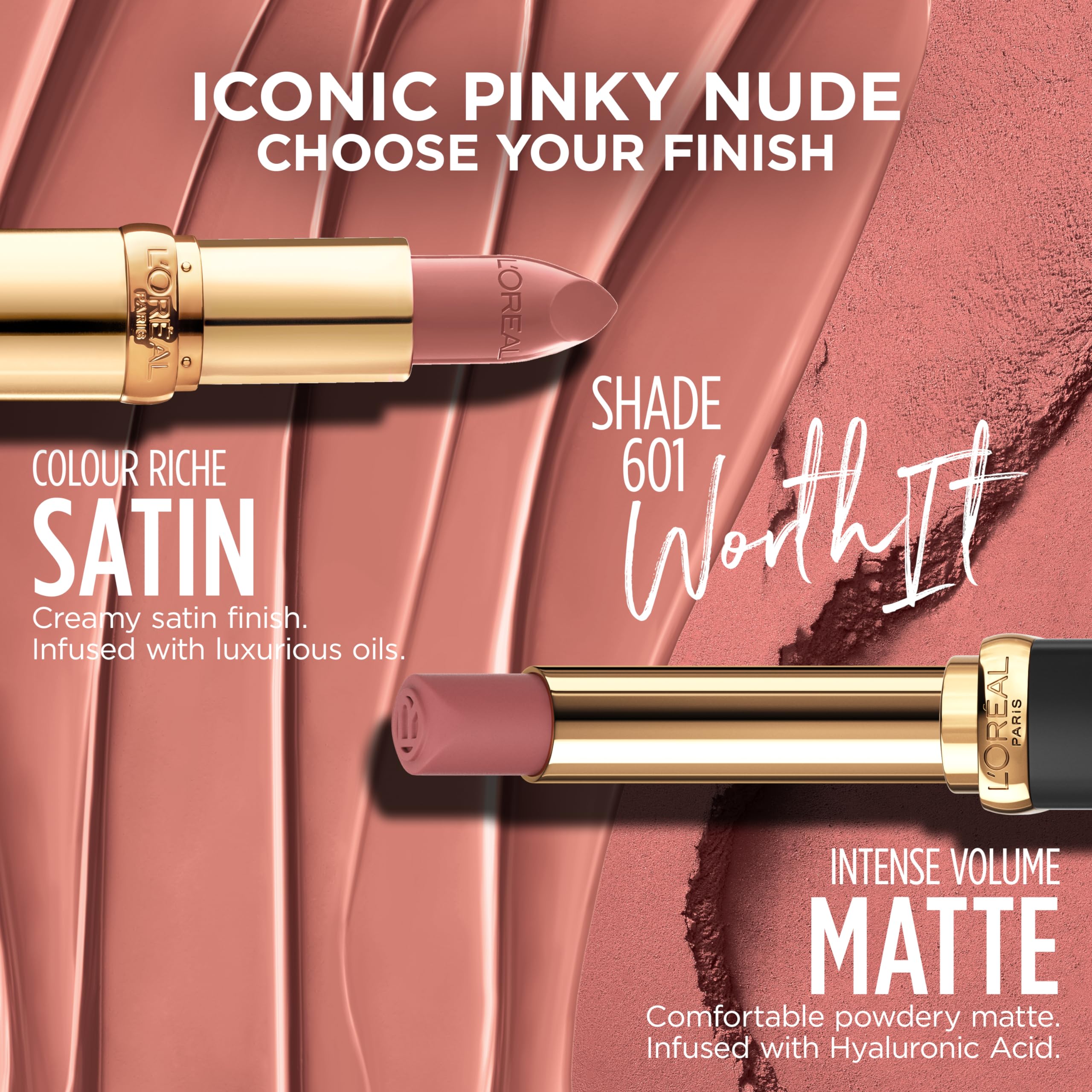 L'Oréal Paris Colour Riche Satin efecto aceite de argán para labios suaves.