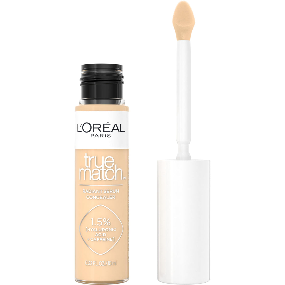 Corrector Sérum Iluminador de L'Oreal Paris, aplicador plano para cobertura rápida y uniforme.