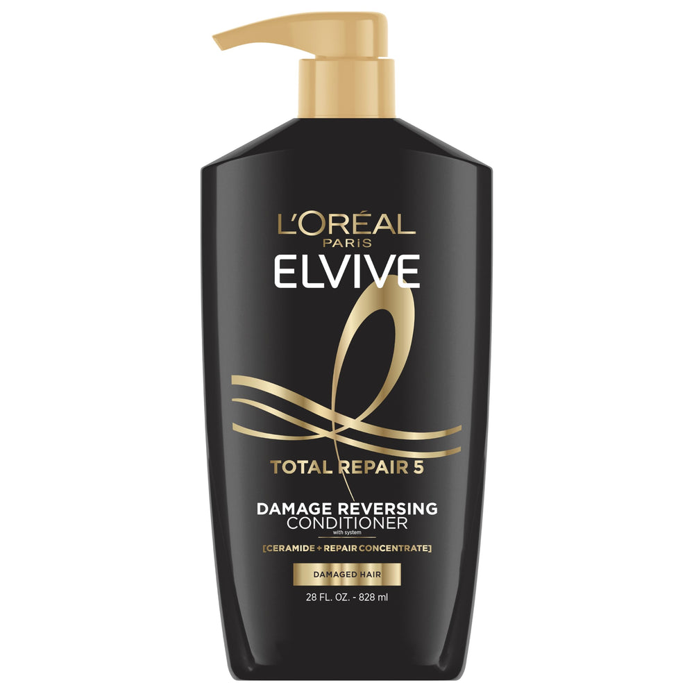 L'Oréal Paris Elvive Total Repair 5, botella, reparación de fibras y brillo.
