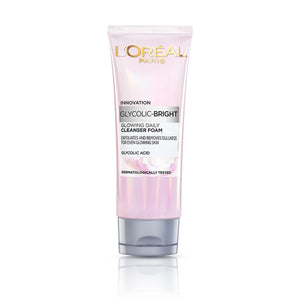 L’Oréal Paris Glycolic Bright limpiador facial espumoso en botella, elimina impurezas y revela luminosidad.