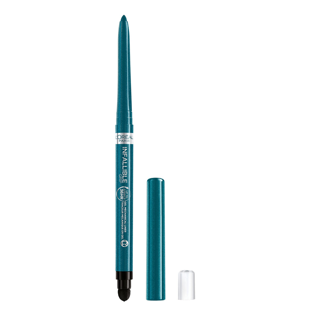 L'Oreal Paris Infallible Grip delineador gel turquesa, trazos suaves y duraderos todo el día