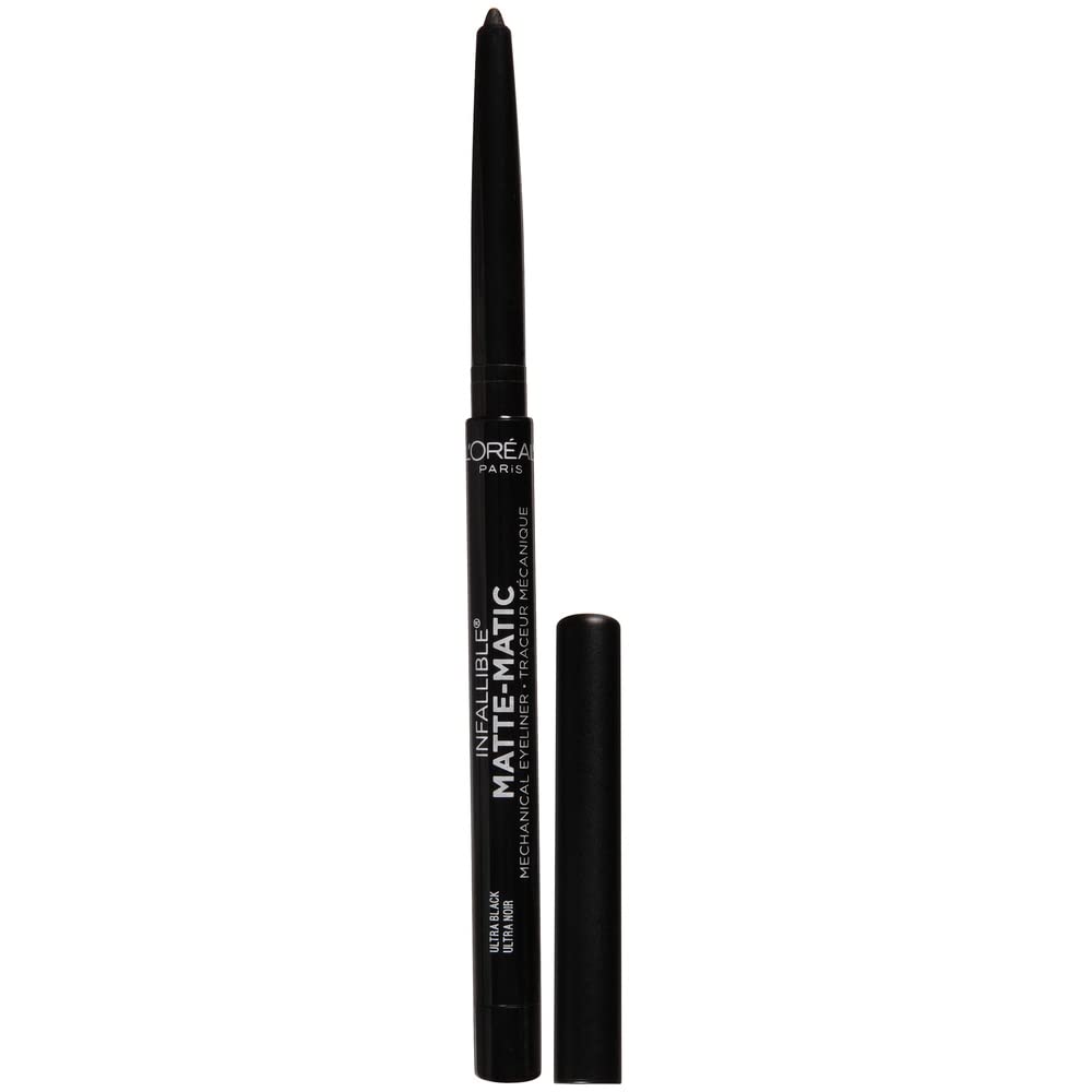 Delineador mecánico L’Oréal Paris Infallible Matte-Matic, tono ultra negro, acabado mate de larga duración.