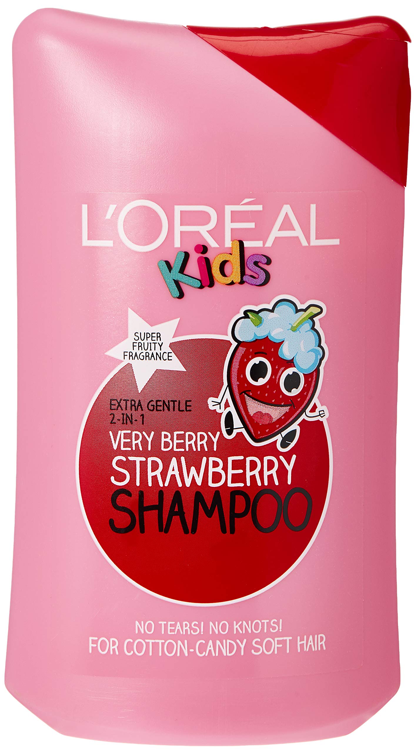 L'Oreal Paris Kids 2en1 champu frusa aroma fresa, cabello suave y brillo.