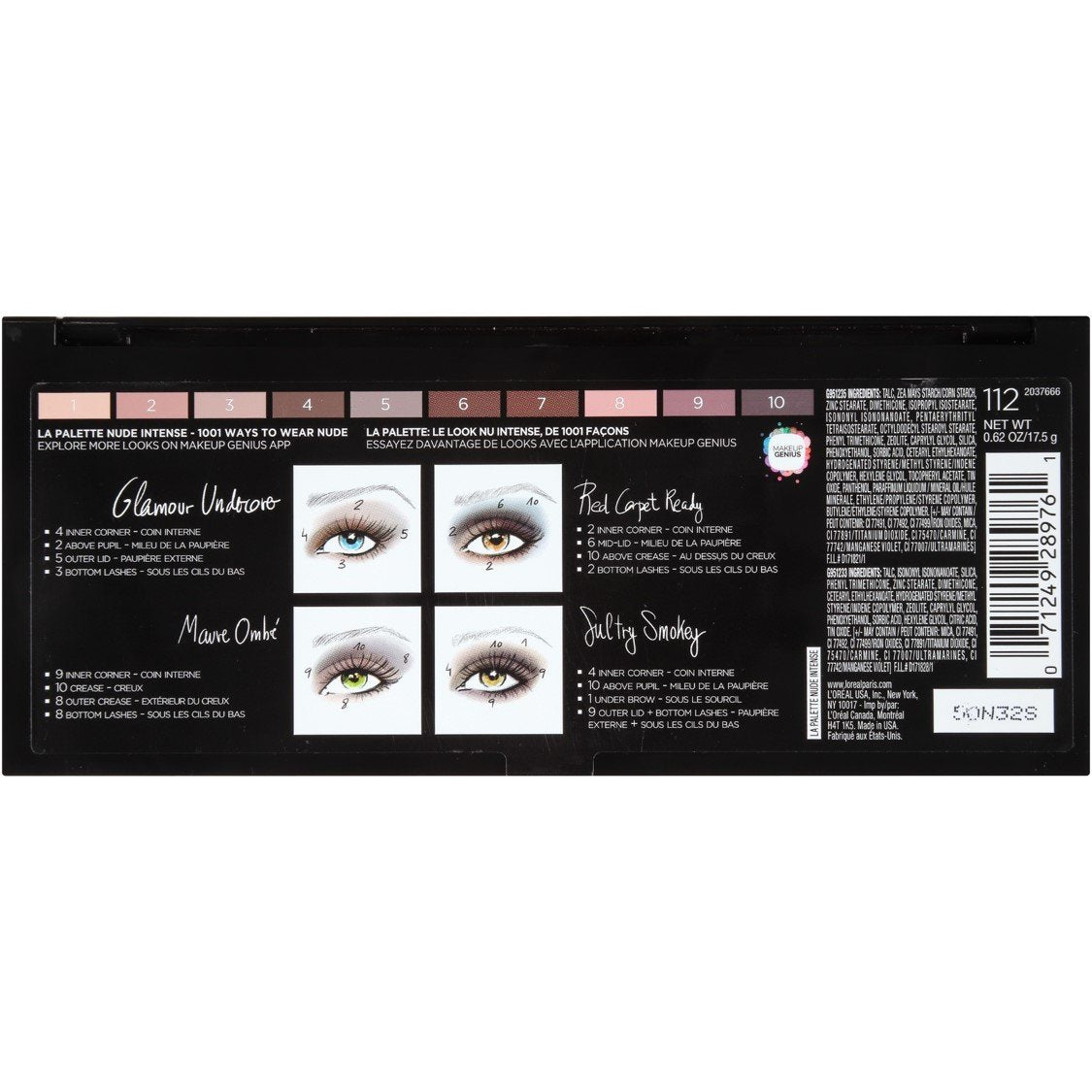 L’Oréal Paris La Palette Nude sombras oscuras para profundidad y contorno natural.