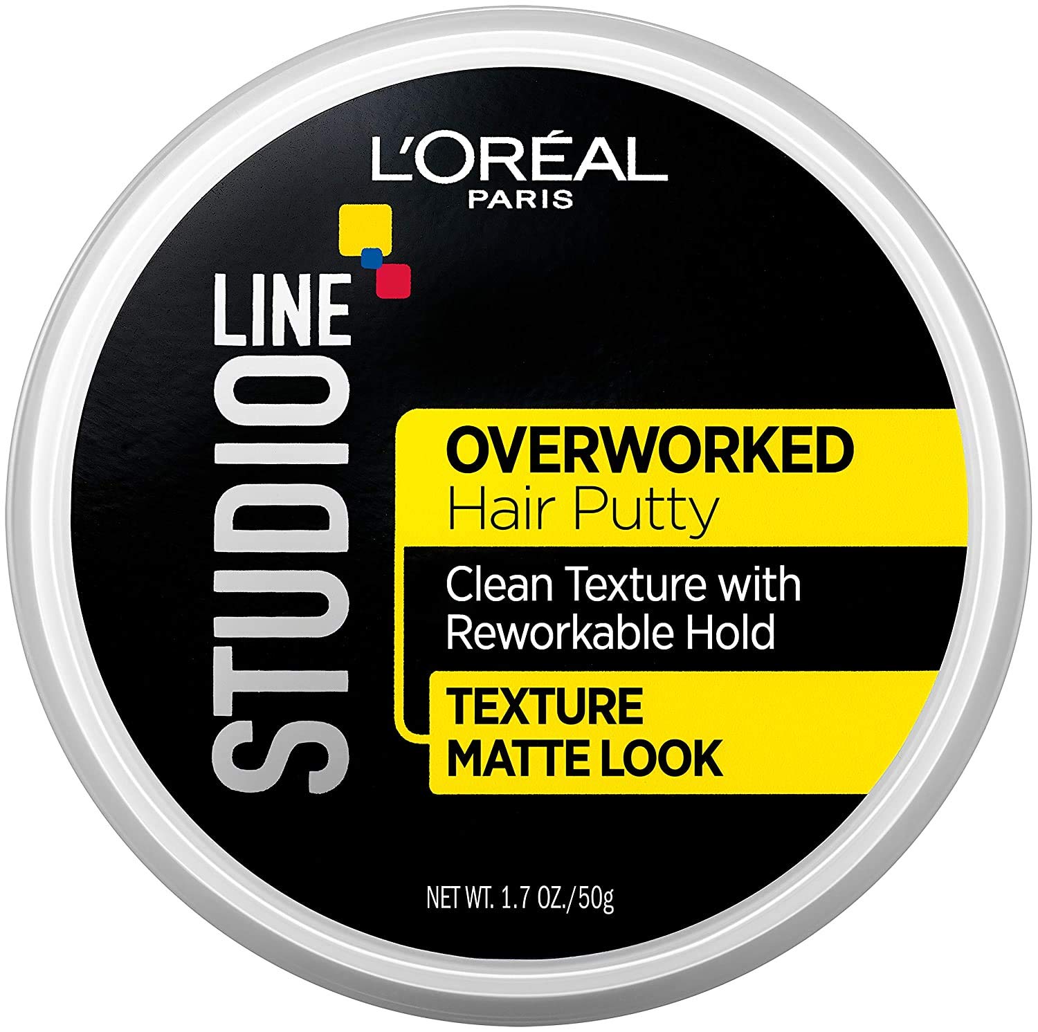 L’Oréal Paris Línea Studio pasta texturizante sobretrabajada envase y textura limpia