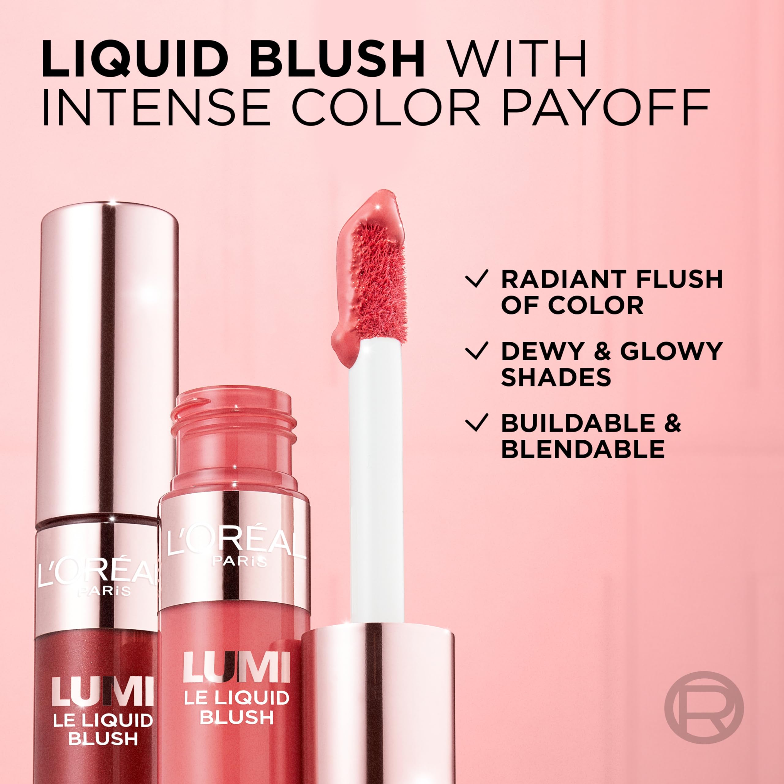 L'Oreal Paris Lumi Le Liquid Blush coral intenso, color duradero para look vivo