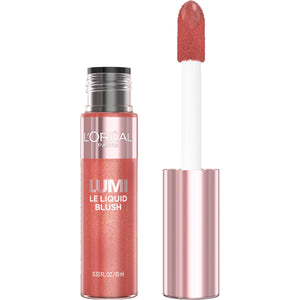 L'Oreal Paris Lumi Le Liquid Blush rosa intenso con acabado luminoso para mejillas.