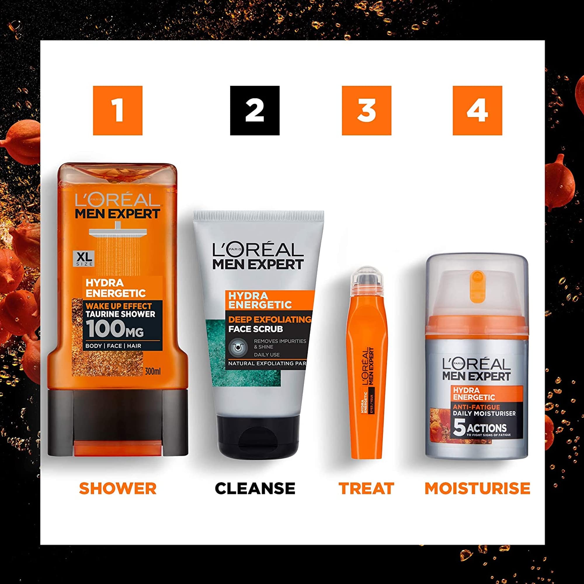Piel fresca tras el lavado diario con el exfoliante de Men Expert.