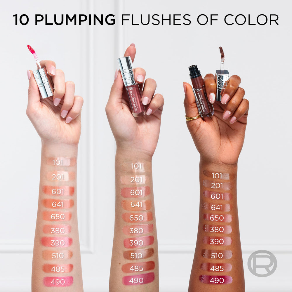 L’Oréal Paris Plump Ambition Lip Oil con ácido hialurónico para labios nutridos.