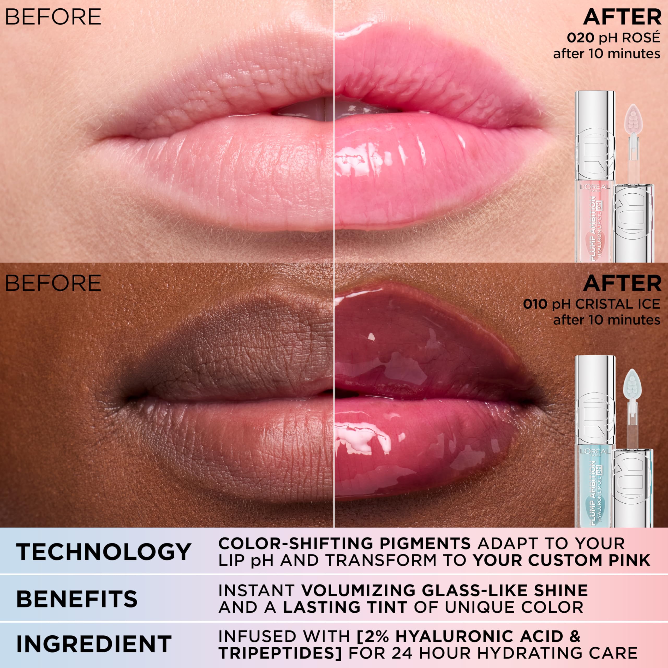 L'Oreal Paris Plump Ambition textura ligera no grasa en labios.