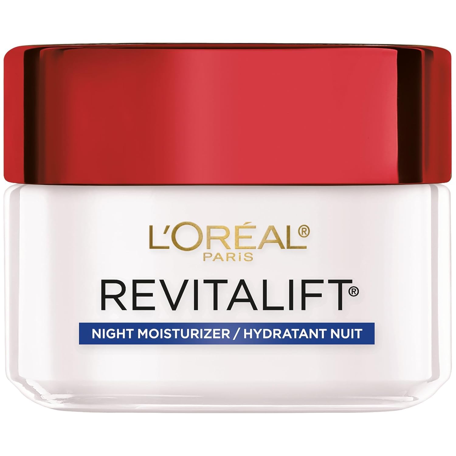 Textura rica y suave de la crema nocturna RevitaLift para piel confortable durante la noche.