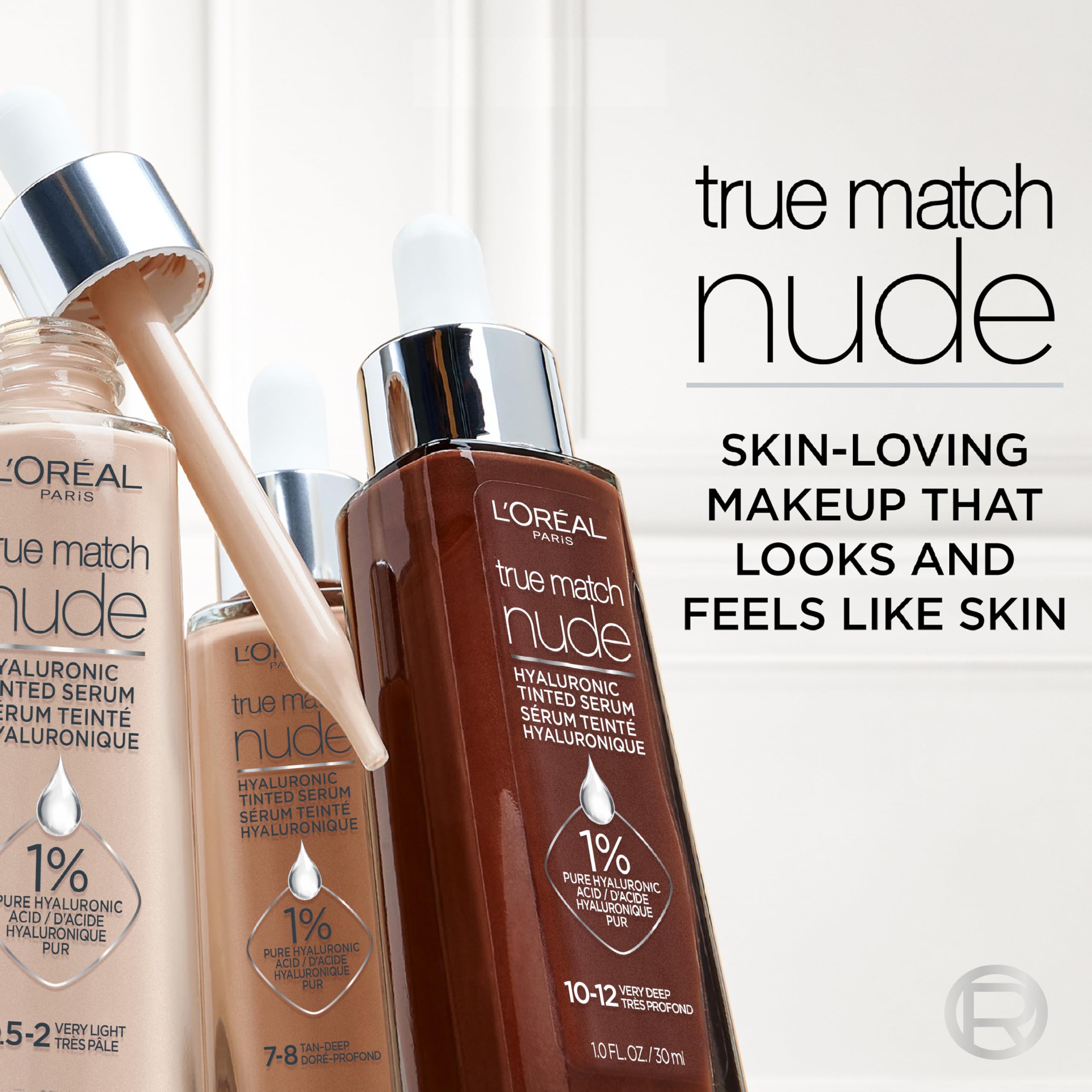 L'Oreal Paris True Match Nude Hyaluronic Serum: apto para piel sensible gracias a su fórmula suave.