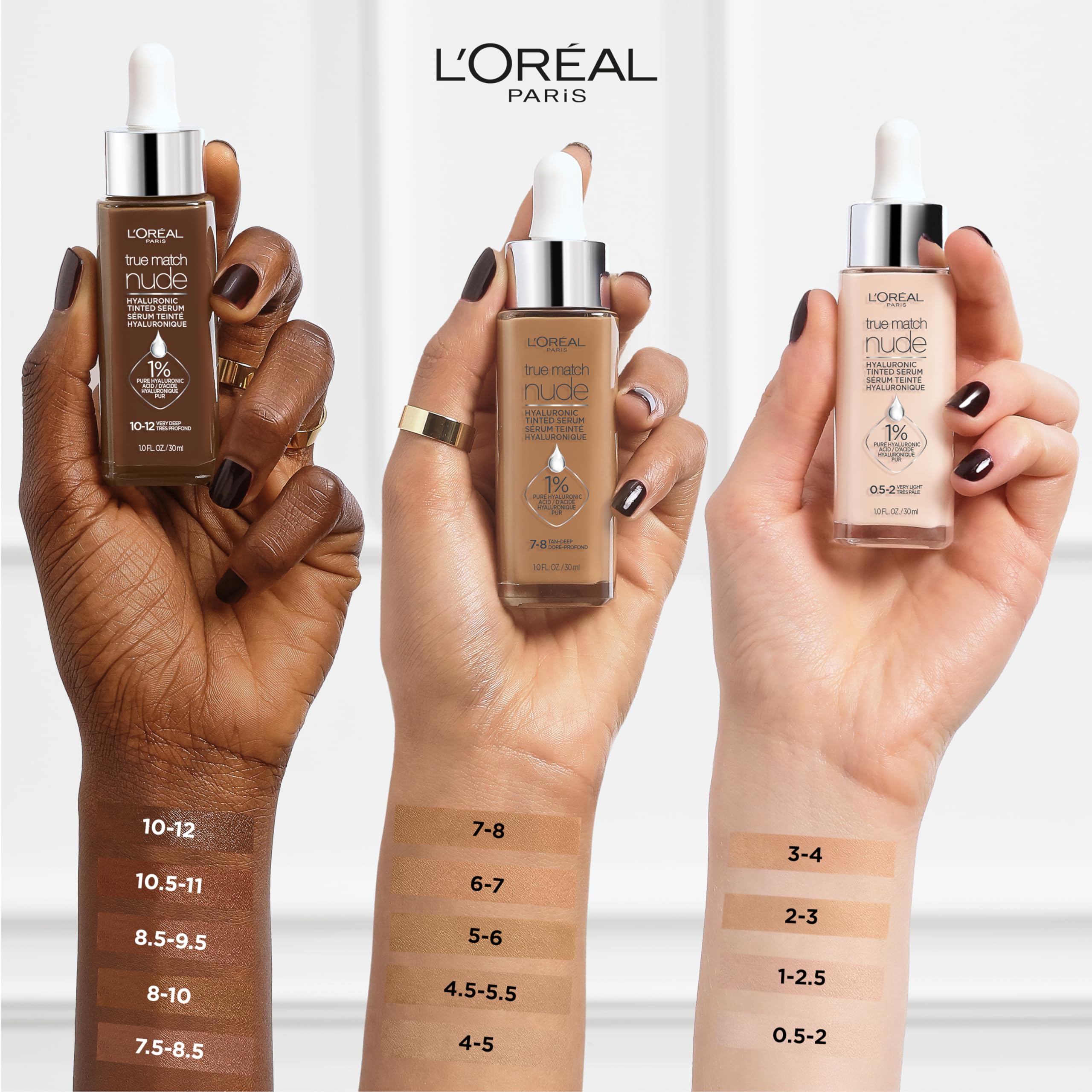 L'Oreal Paris True Match Nude Hyaluronic Serum: tono Light 2-3 para piel clara.