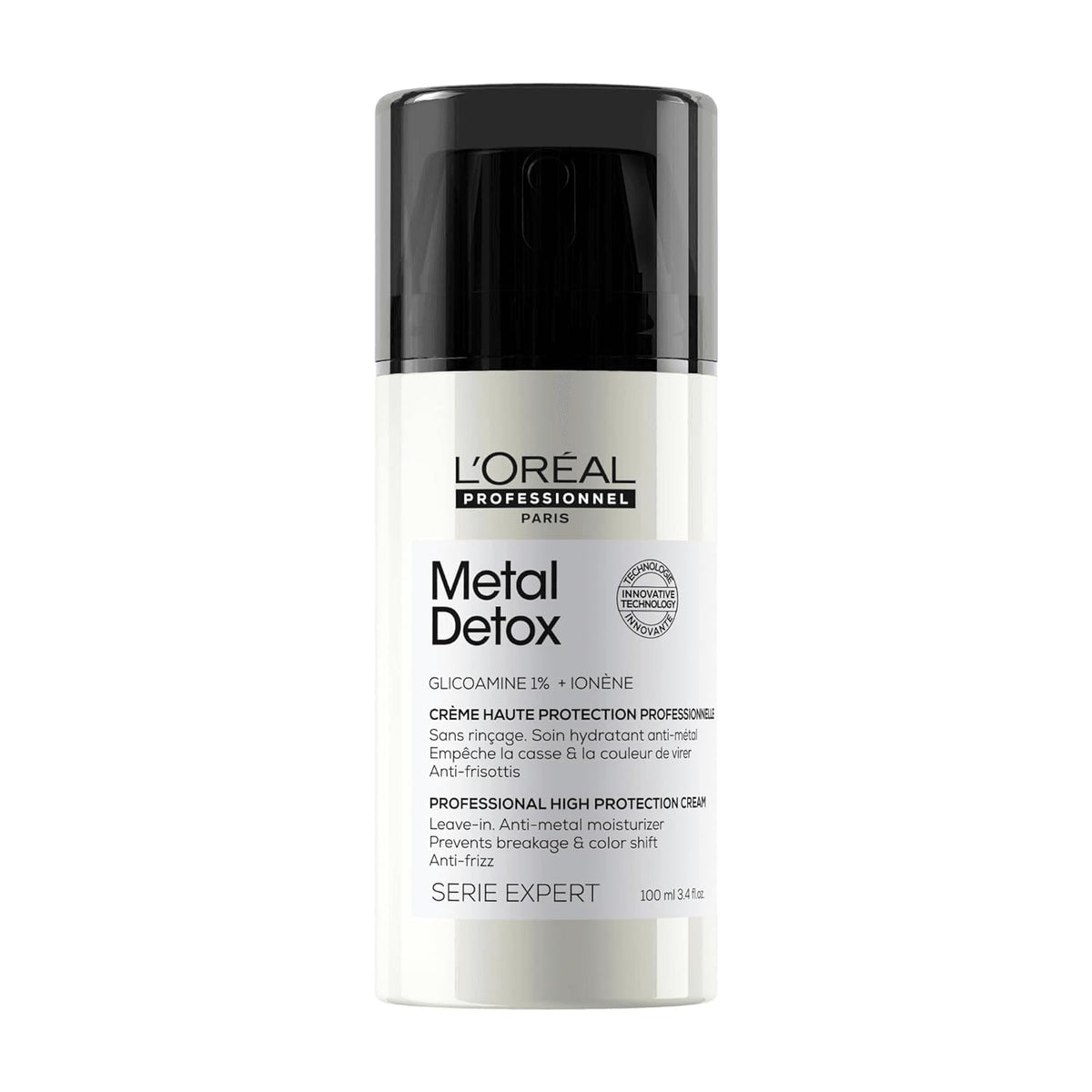 L’Oréal Professionnel Paris Metal Detox crema alisadora ligera para cabello suave y sin frizz.