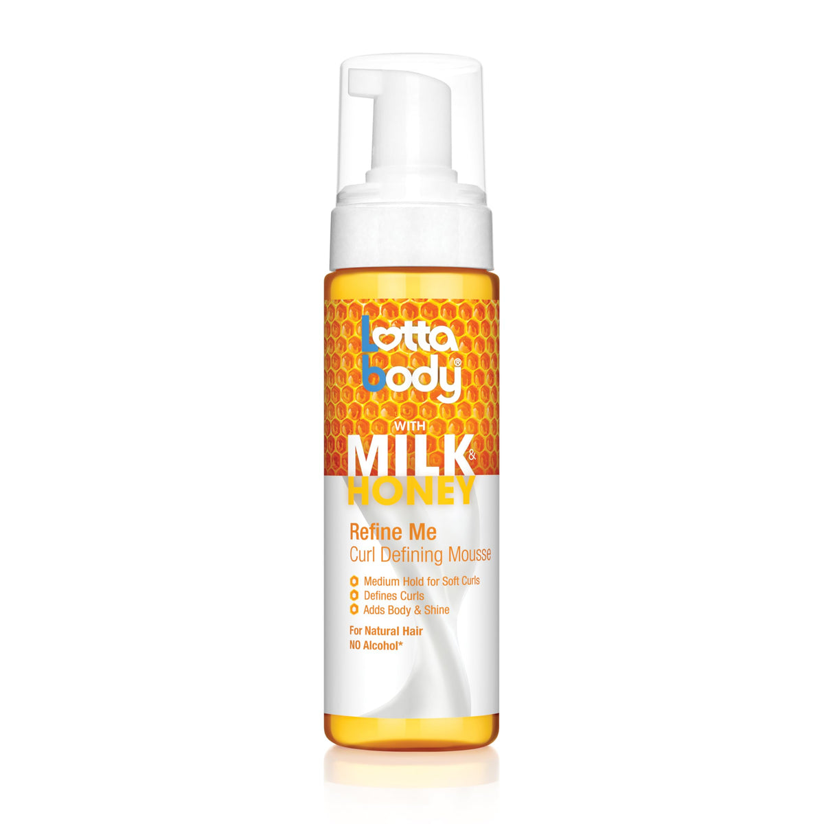 Lottabody Refine Me Curl Defining Mousse en bote para definición suave de rizos.