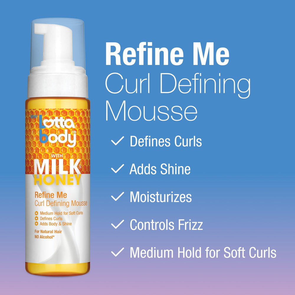 Rizos definidos con Lottabody Refine Me Mousse, brillo natural sin sensación grasa.