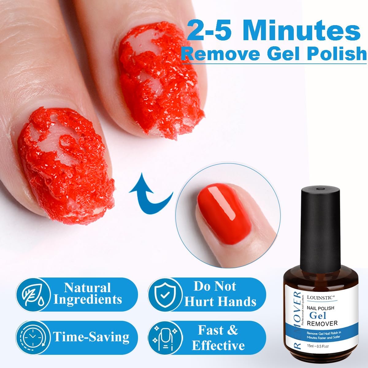 Louinstic Gel Remover Kit: aplicador ergonómico para retirar gel sin esfuerzo.